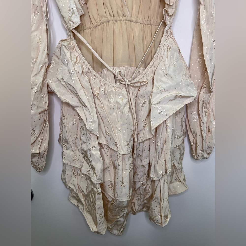 REVOLVE Tularosa Cream Ruffle Mini Dress Open Back Bridal Engagement Boho S NWT - Picture 9 of 12